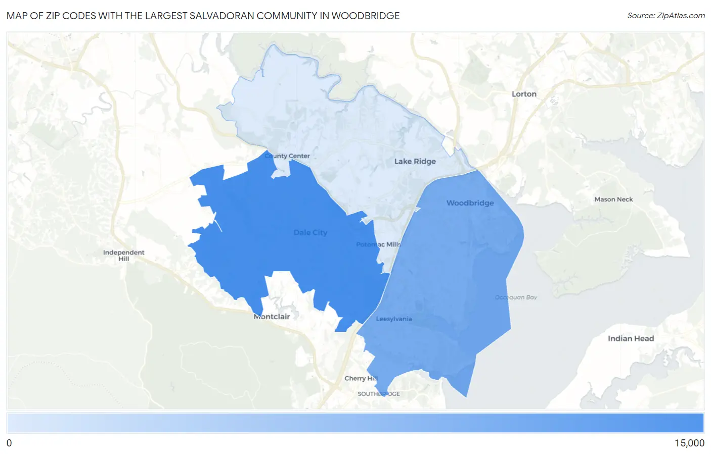 Zip Codes with the Largest Salvadoran Community in Woodbridge Map