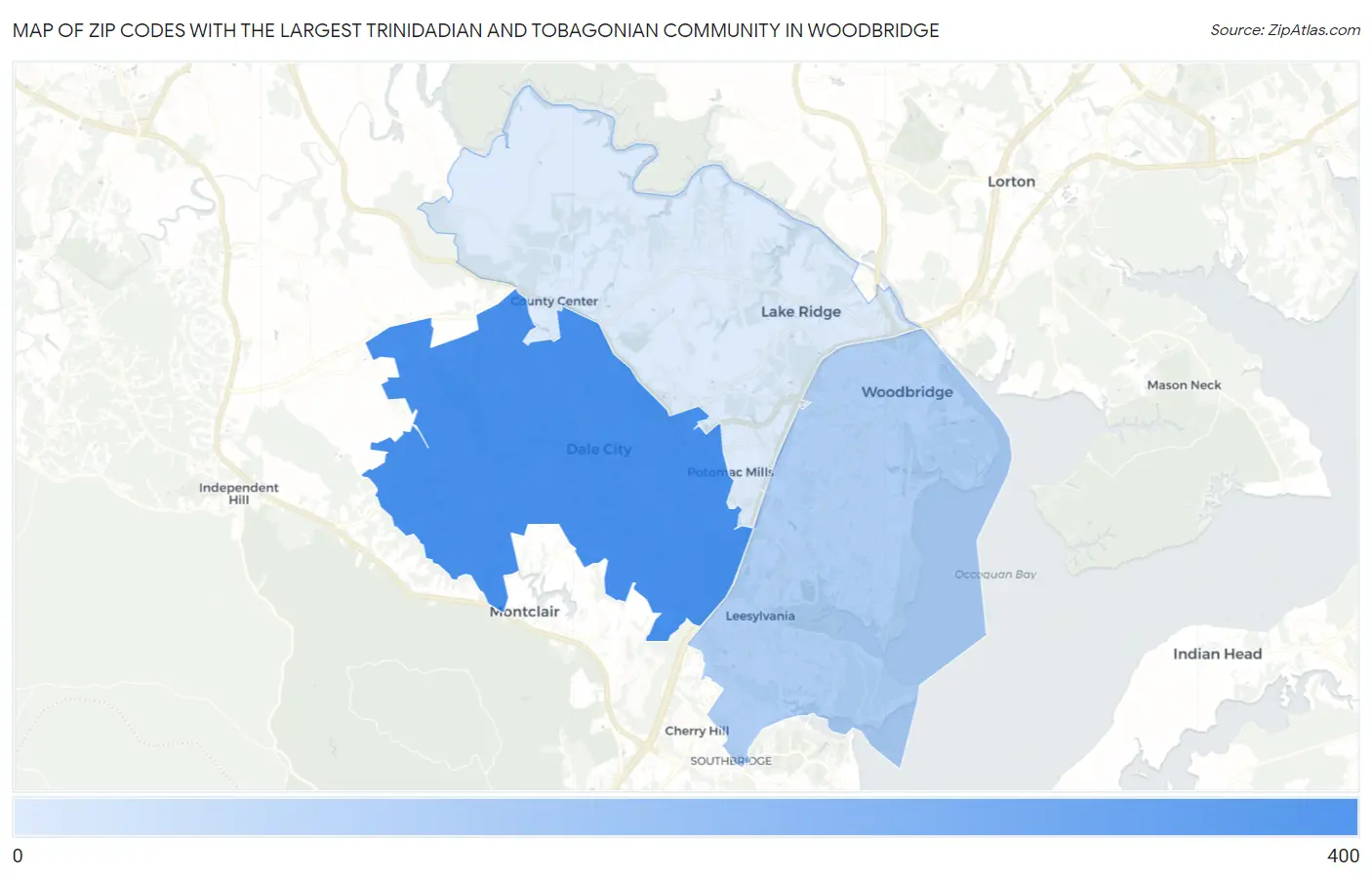Zip Codes with the Largest Trinidadian and Tobagonian Community in Woodbridge Map