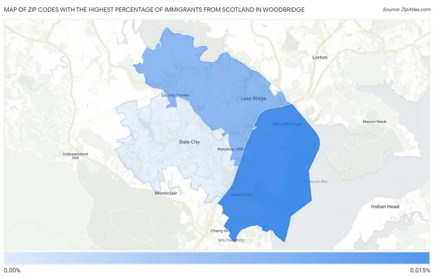 Zip Codes with the Highest Percentage of Immigrants from Scotland in Woodbridge Map