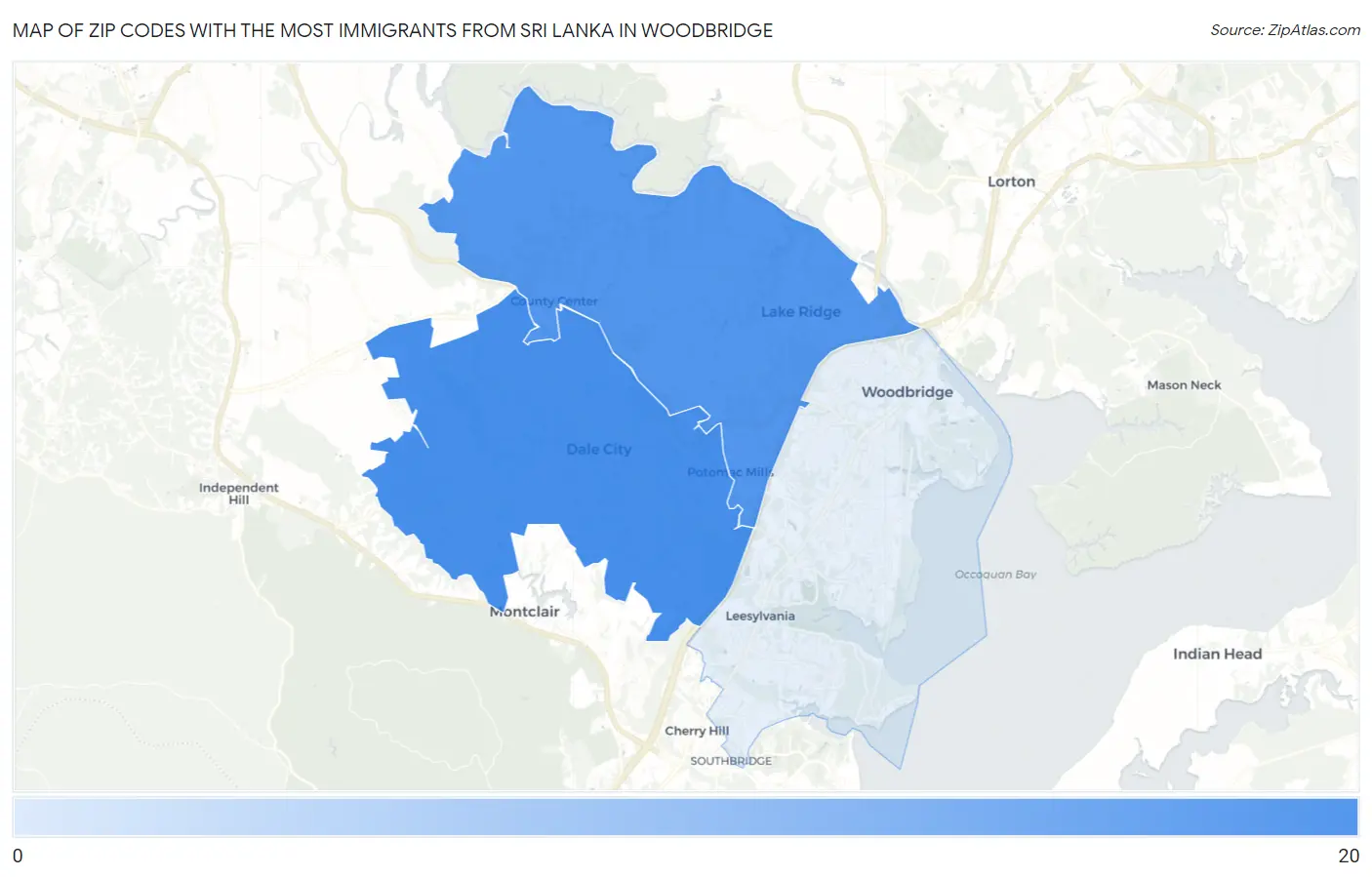 Zip Codes with the Most Immigrants from Sri Lanka in Woodbridge Map