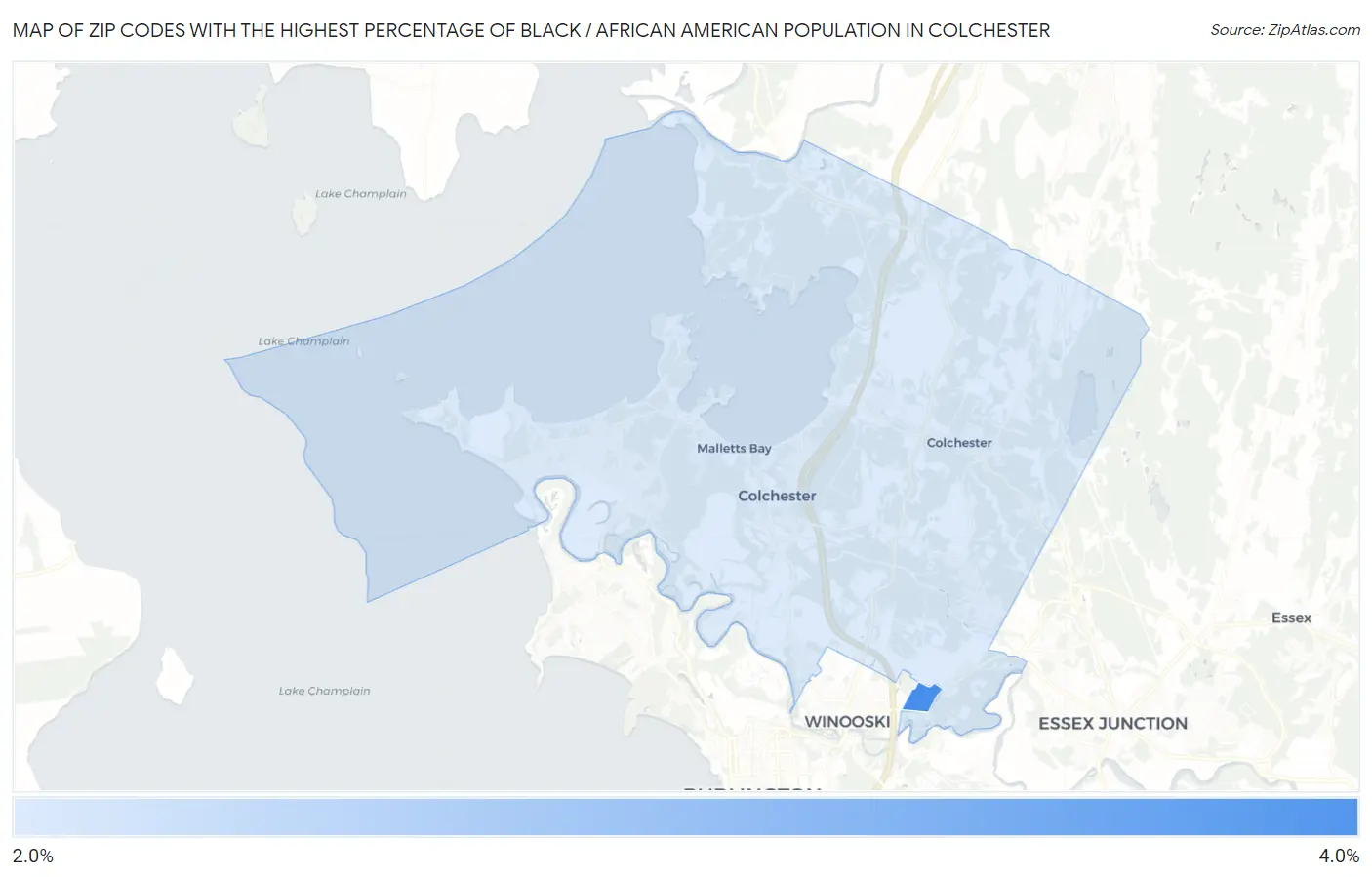 Zip Codes with the Highest Percentage of Black / African American Population in Colchester Map