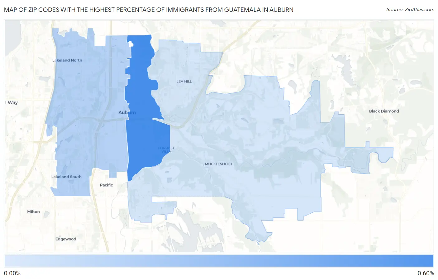 Zip Codes with the Highest Percentage of Immigrants from Guatemala in Auburn Map