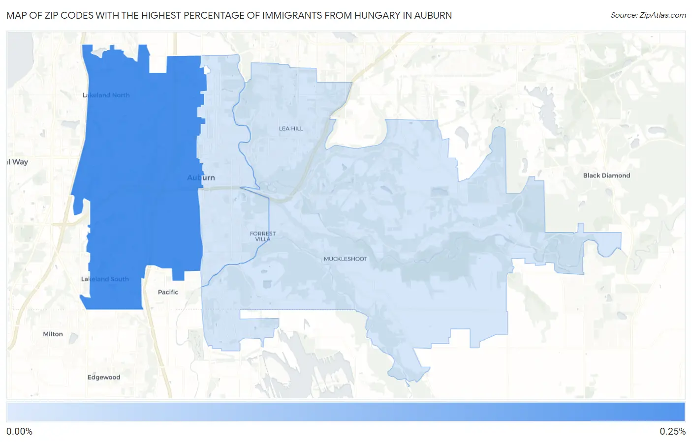 Zip Codes with the Highest Percentage of Immigrants from Hungary in Auburn Map