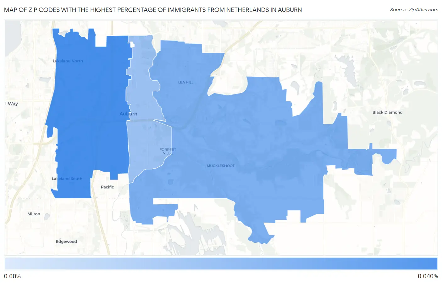 Zip Codes with the Highest Percentage of Immigrants from Netherlands in Auburn Map