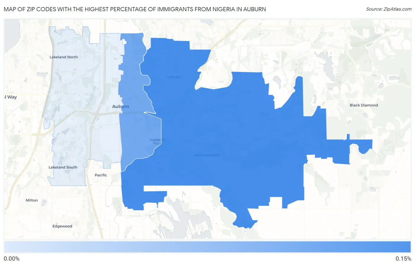 Zip Codes with the Highest Percentage of Immigrants from Nigeria in Auburn Map