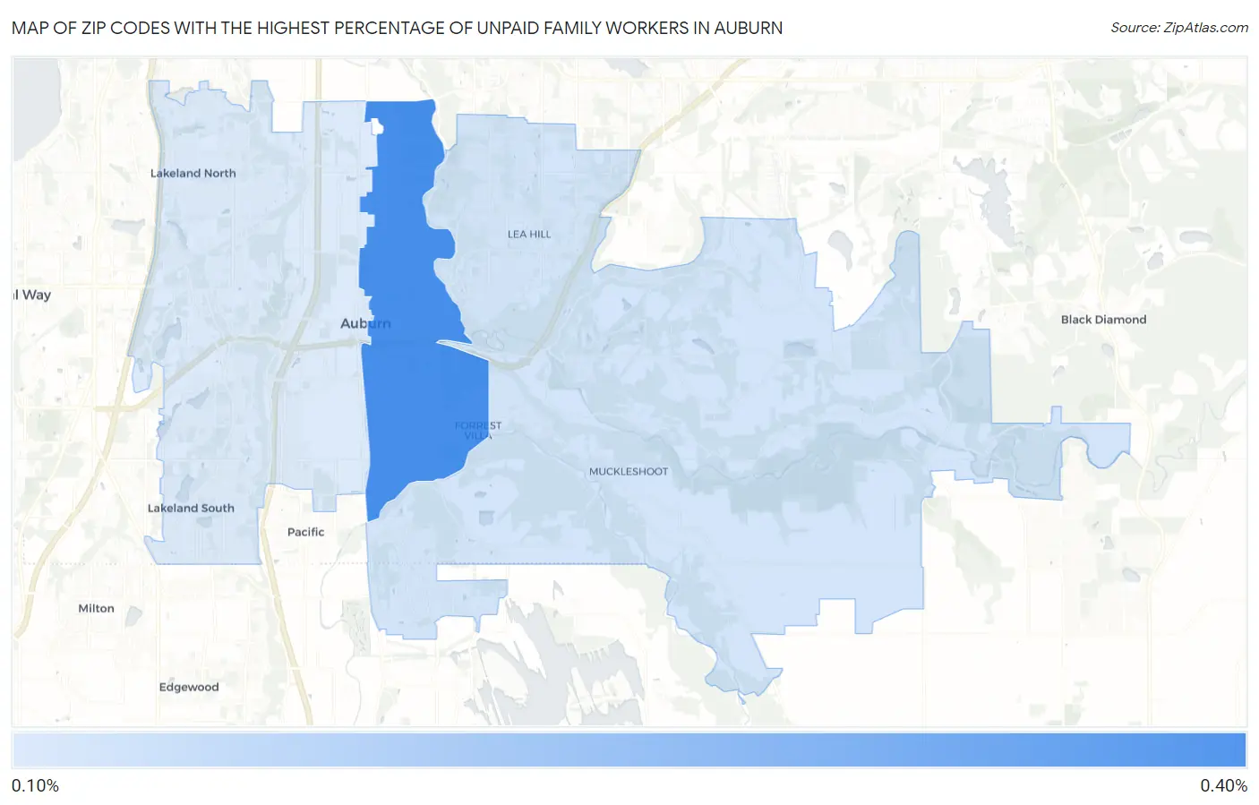 Zip Codes with the Highest Percentage of Unpaid Family Workers in Auburn Map