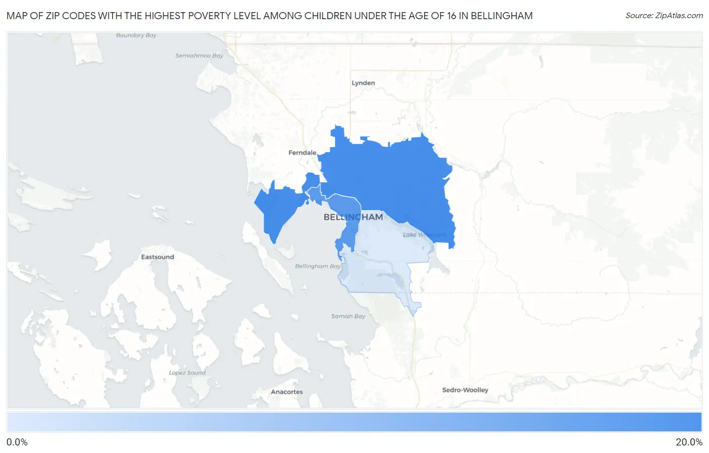 Zip Codes with the Highest Poverty Level Among Children Under the Age of 16 in Bellingham Map