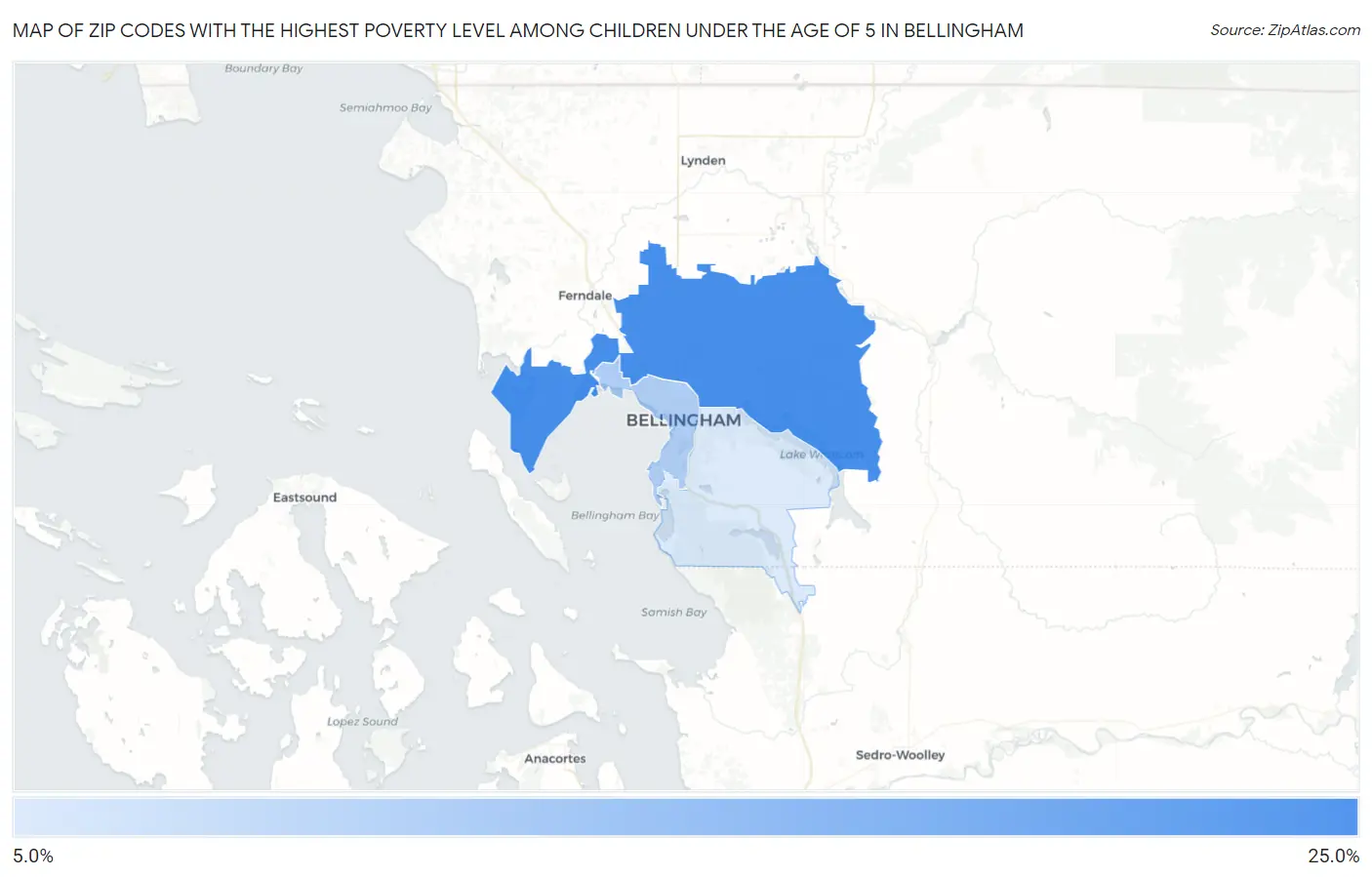 Zip Codes with the Highest Poverty Level Among Children Under the Age of 5 in Bellingham Map