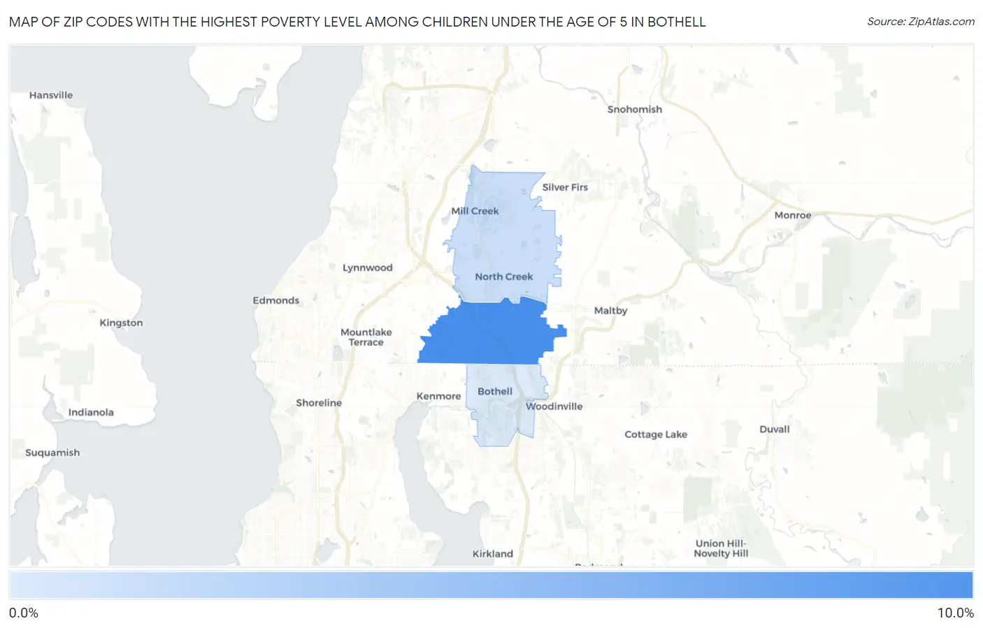 Zip Codes with the Highest Poverty Level Among Children Under the Age of 5 in Bothell Map