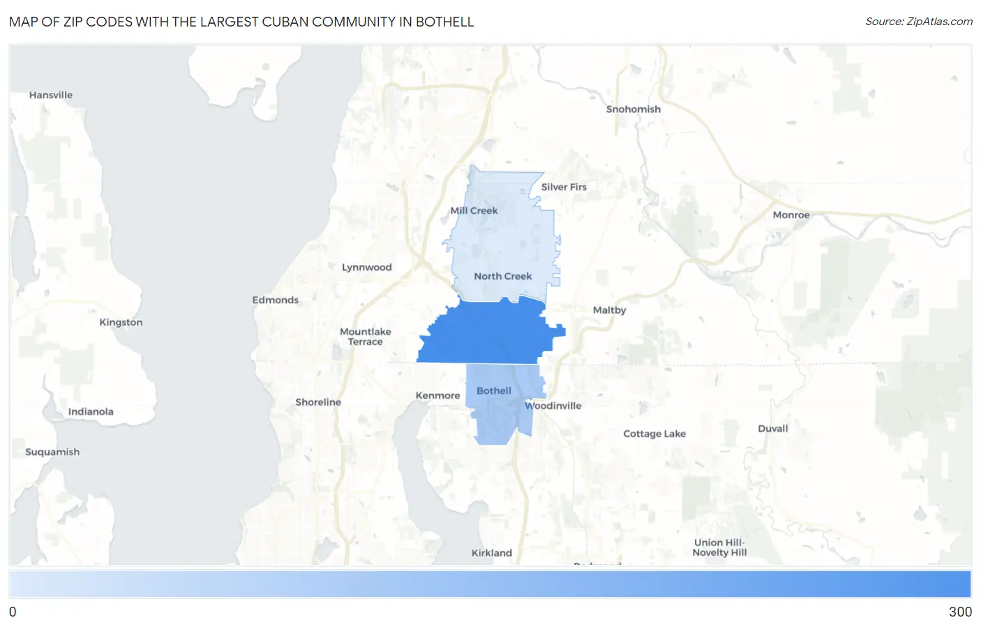 Zip Codes with the Largest Cuban Community in Bothell Map