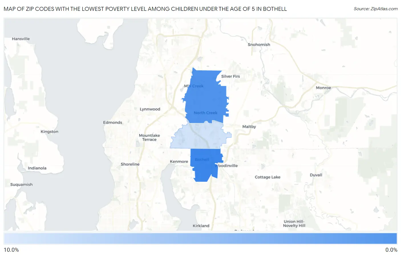 Zip Codes with the Lowest Poverty Level Among Children Under the Age of 5 in Bothell Map