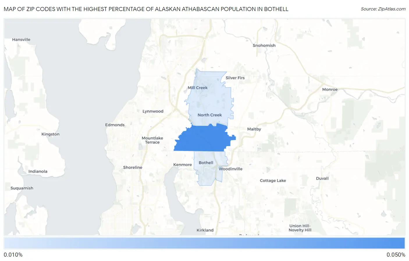 Zip Codes with the Highest Percentage of Alaskan Athabascan Population in Bothell Map