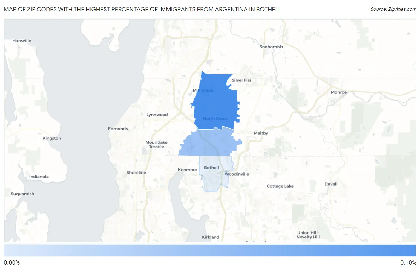 Zip Codes with the Highest Percentage of Immigrants from Argentina in Bothell Map