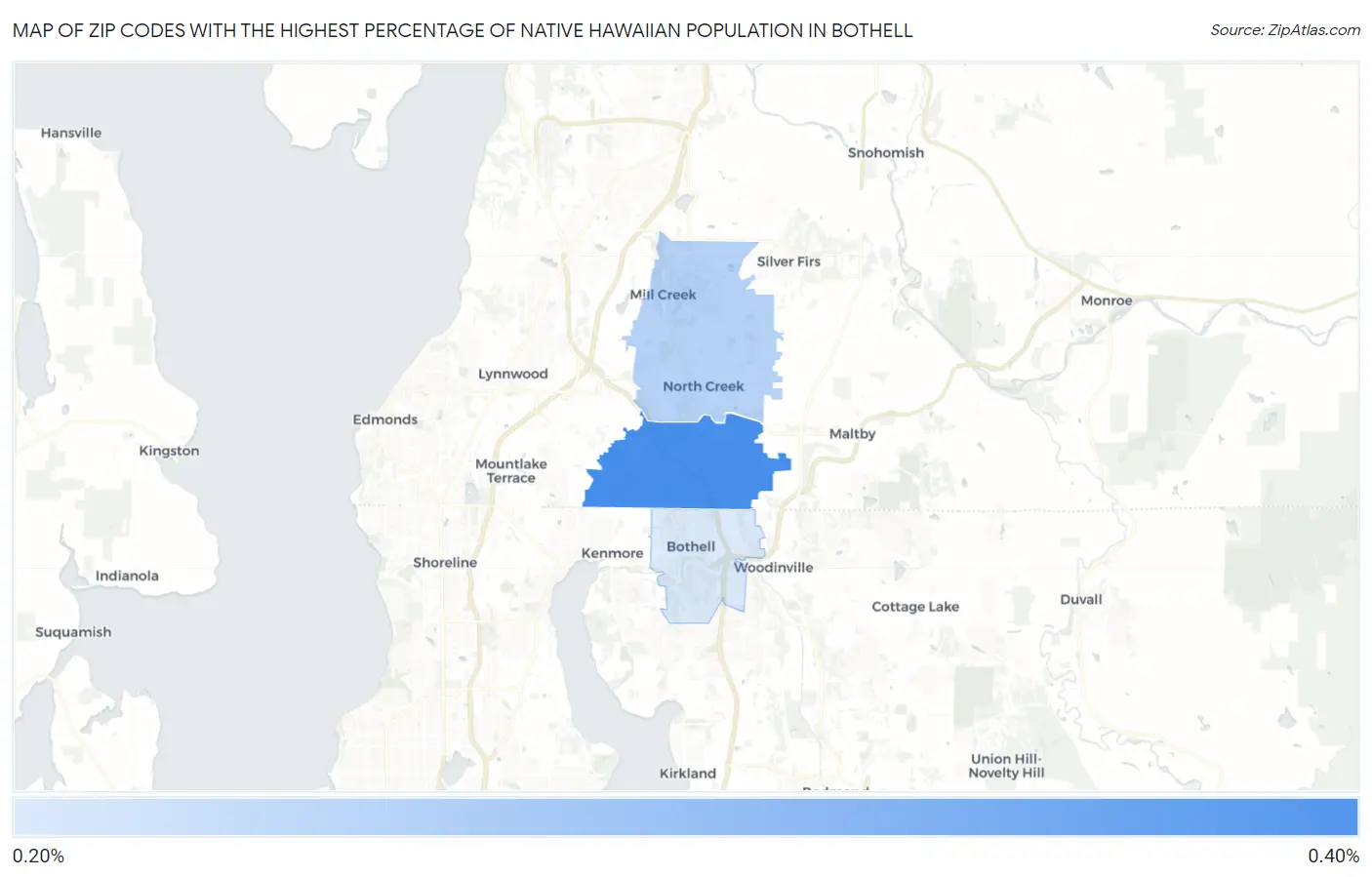 Zip Codes with the Highest Percentage of Native Hawaiian Population in Bothell Map