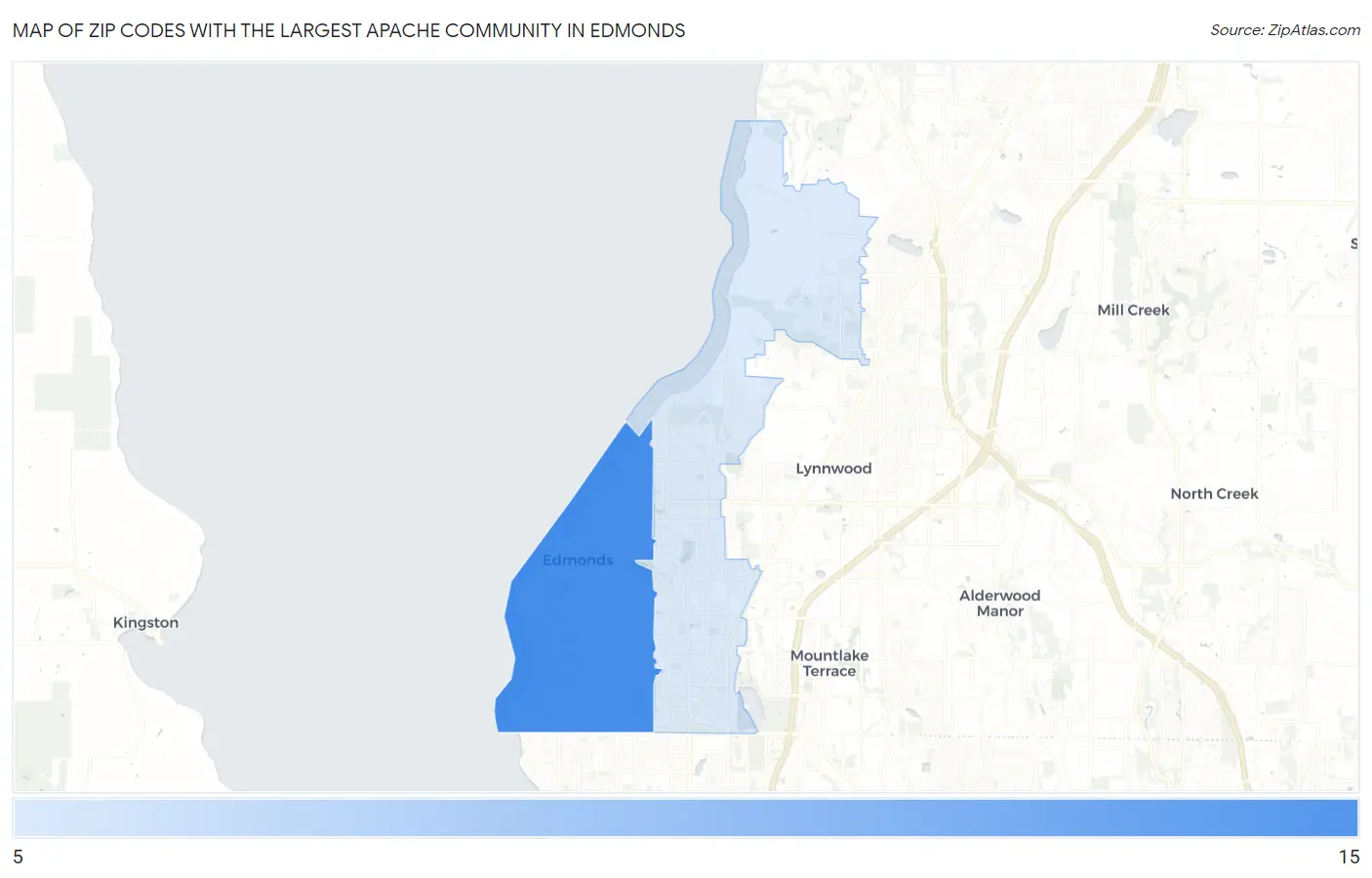 Zip Codes with the Largest Apache Community in Edmonds Map