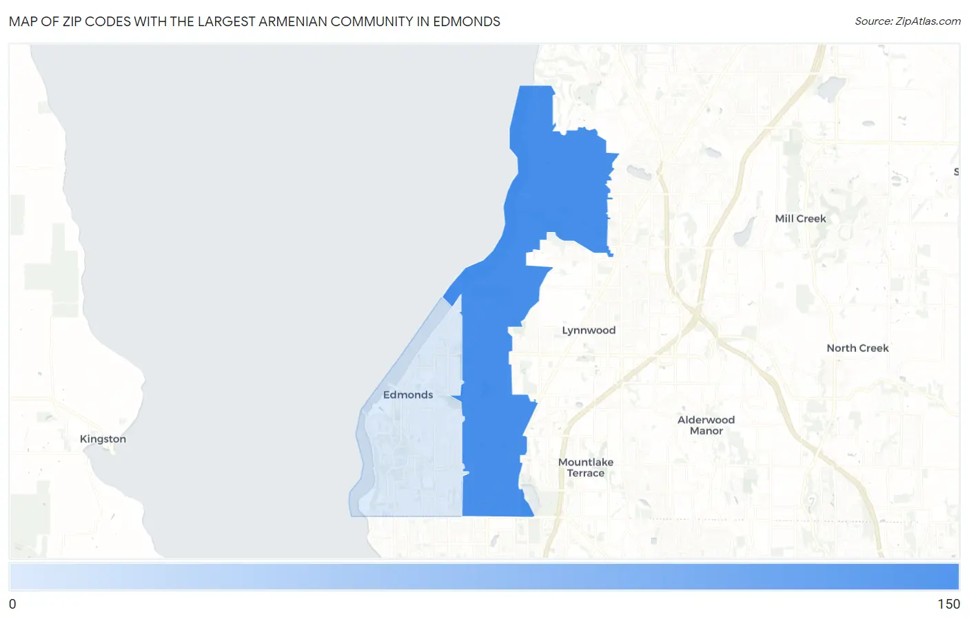 Zip Codes with the Largest Armenian Community in Edmonds Map