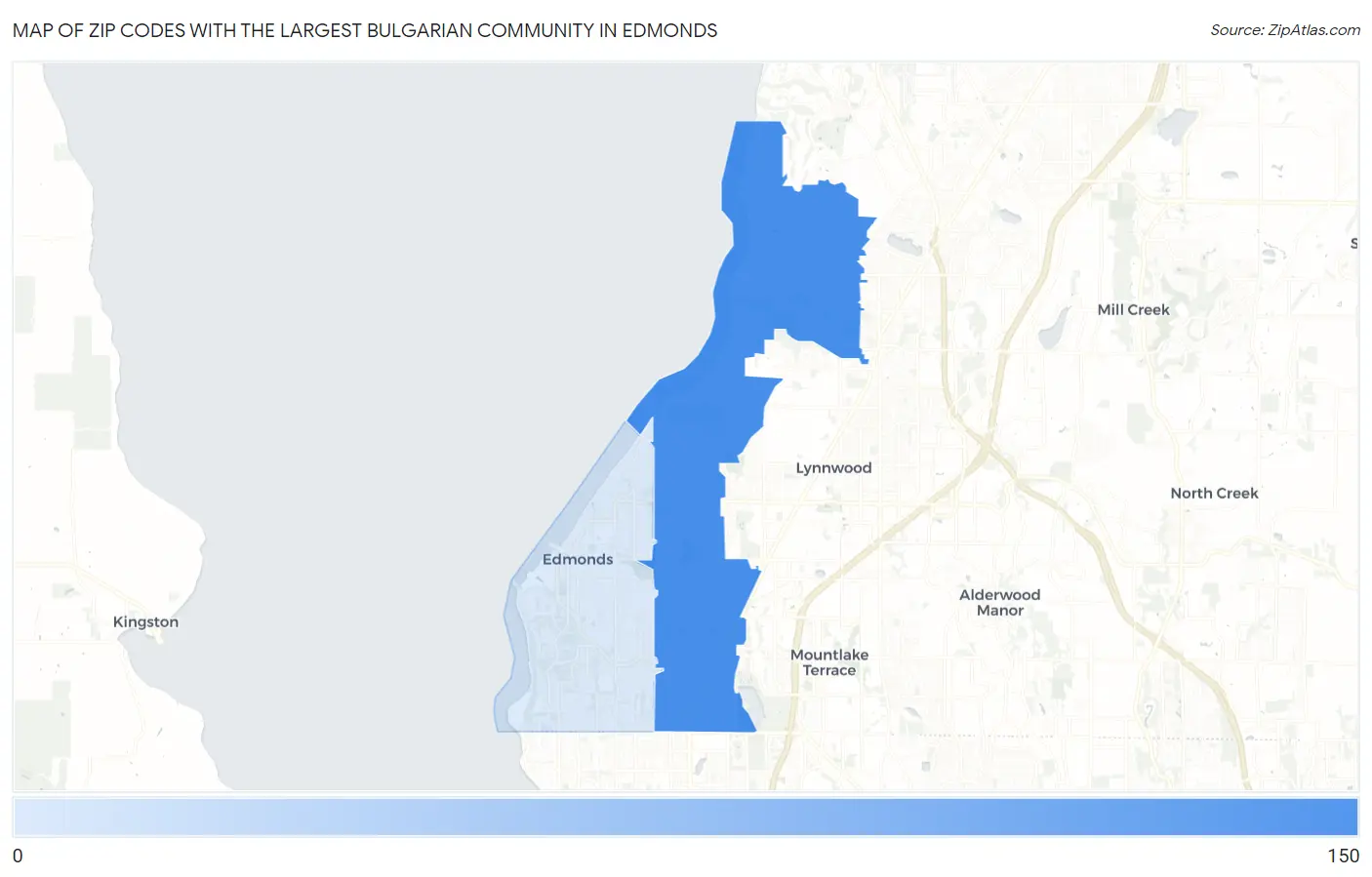 Zip Codes with the Largest Bulgarian Community in Edmonds Map