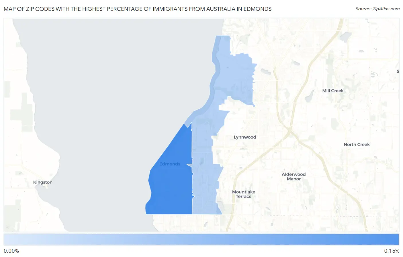 Zip Codes with the Highest Percentage of Immigrants from Australia in Edmonds Map