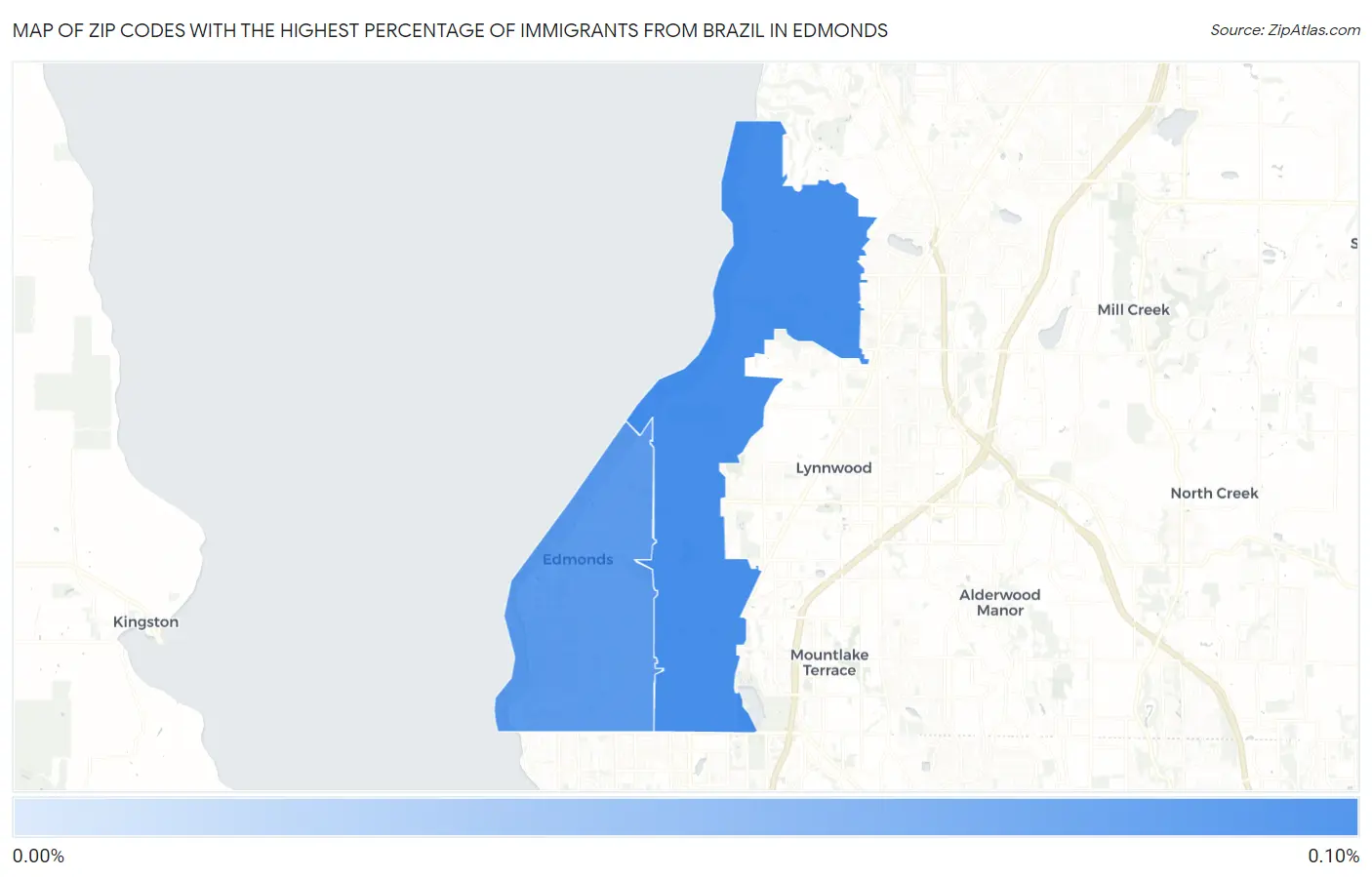 Zip Codes with the Highest Percentage of Immigrants from Brazil in Edmonds Map