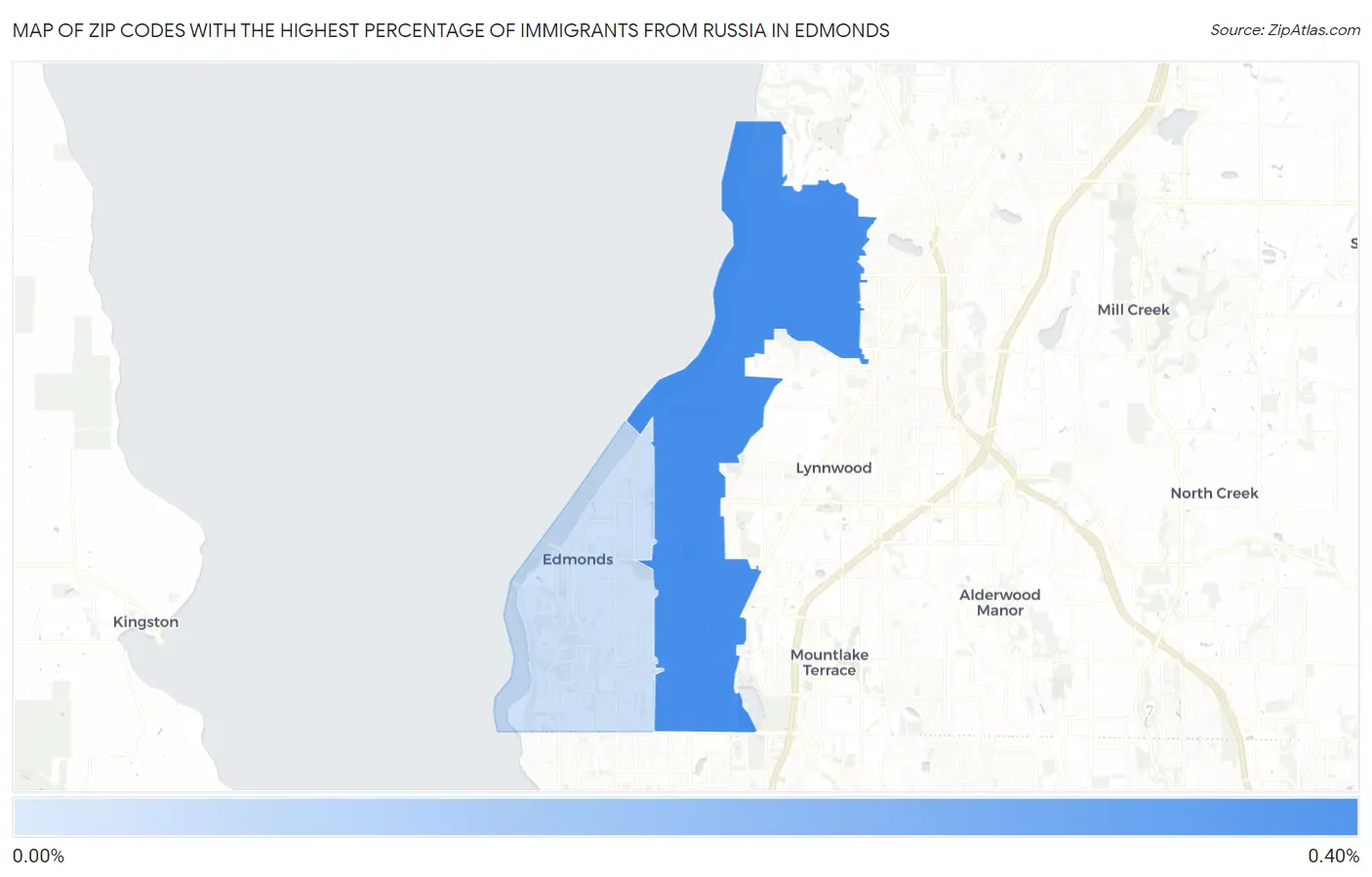 Zip Codes with the Highest Percentage of Immigrants from Russia in Edmonds Map