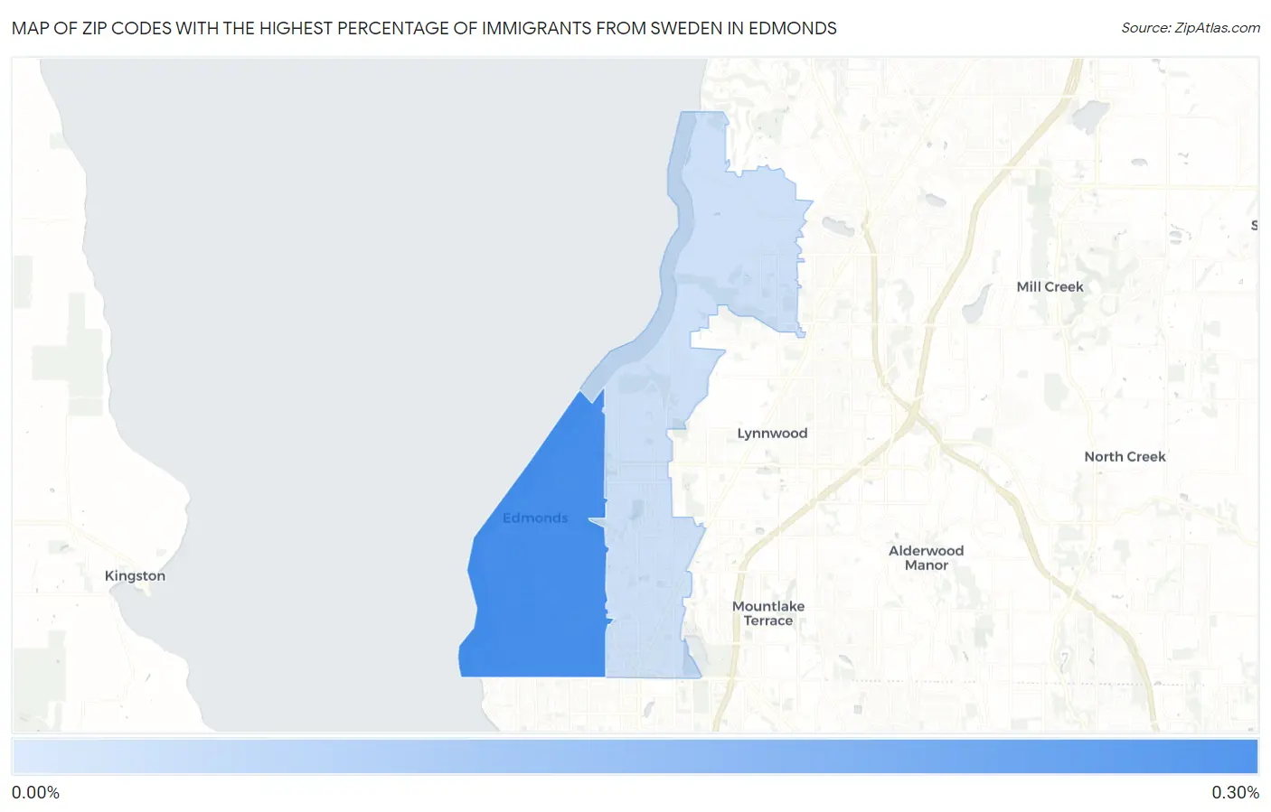 Zip Codes with the Highest Percentage of Immigrants from Sweden in Edmonds Map