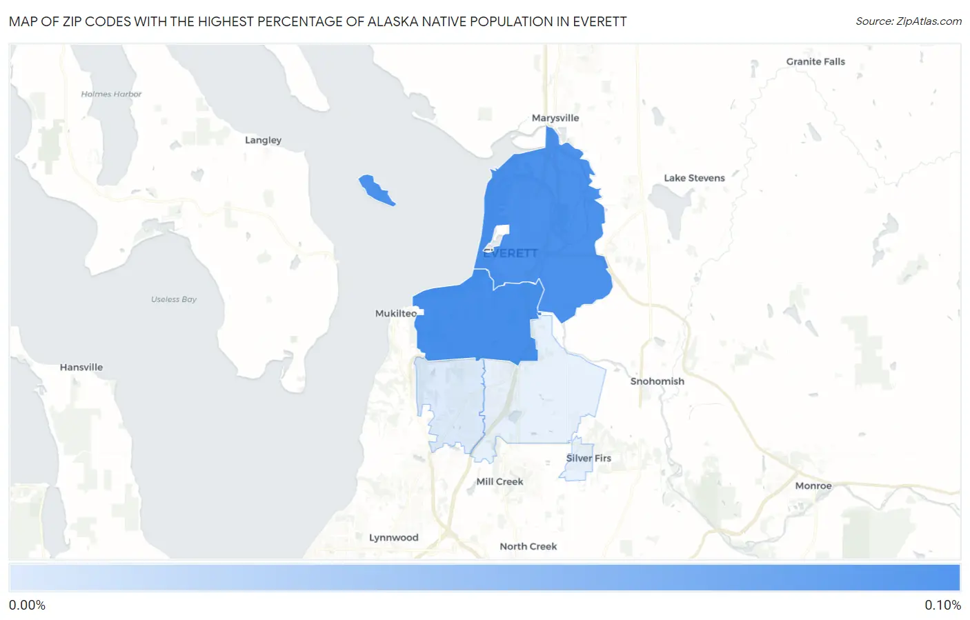 Zip Codes with the Highest Percentage of Alaska Native Population in Everett Map