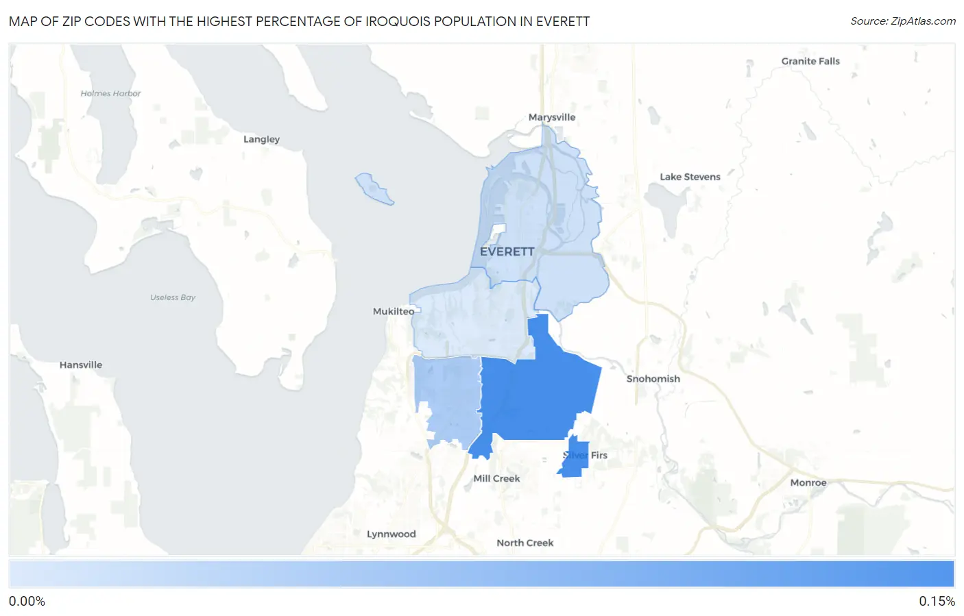 Zip Codes with the Highest Percentage of Iroquois Population in Everett Map
