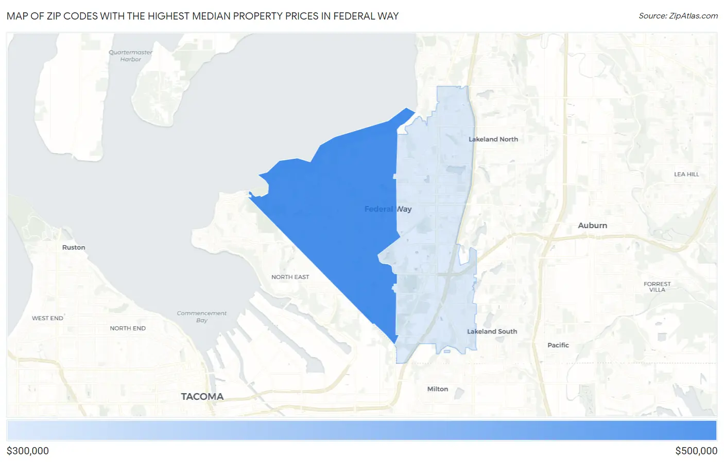 Zip Codes with the Highest Median Property Prices in Federal Way Map