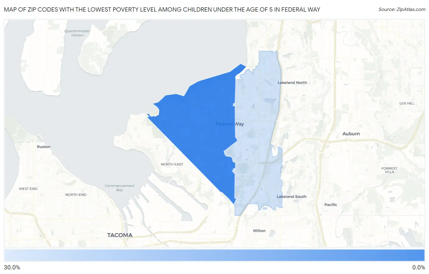 Zip Codes with the Lowest Poverty Level Among Children Under the Age of 5 in Federal Way Map