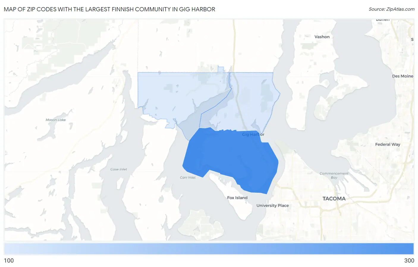 Zip Codes with the Largest Finnish Community in Gig Harbor Map