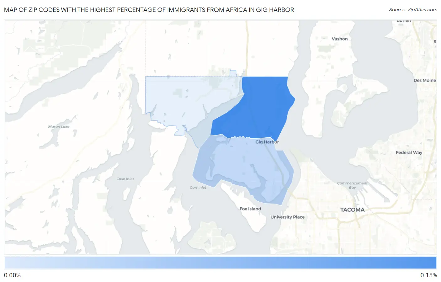 Zip Codes with the Highest Percentage of Immigrants from Africa in Gig Harbor Map