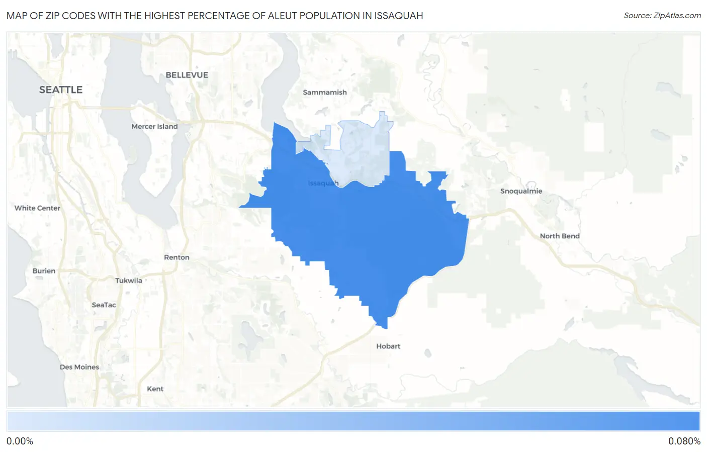 Zip Codes with the Highest Percentage of Aleut Population in Issaquah Map