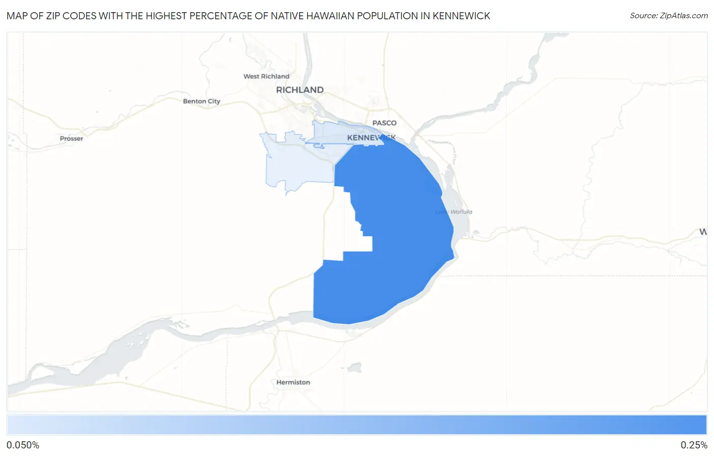 Zip Codes with the Highest Percentage of Native Hawaiian Population in Kennewick Map