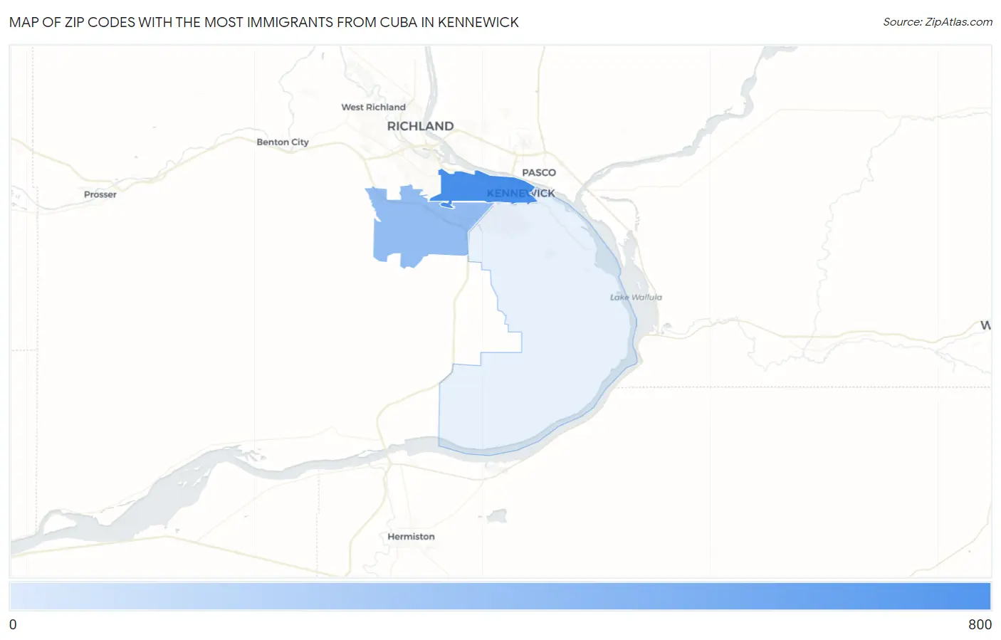 Zip Codes with the Most Immigrants from Cuba in Kennewick Map