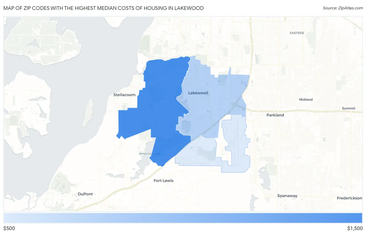 Zip Codes with the Highest Median Costs of Housing in Lakewood Map