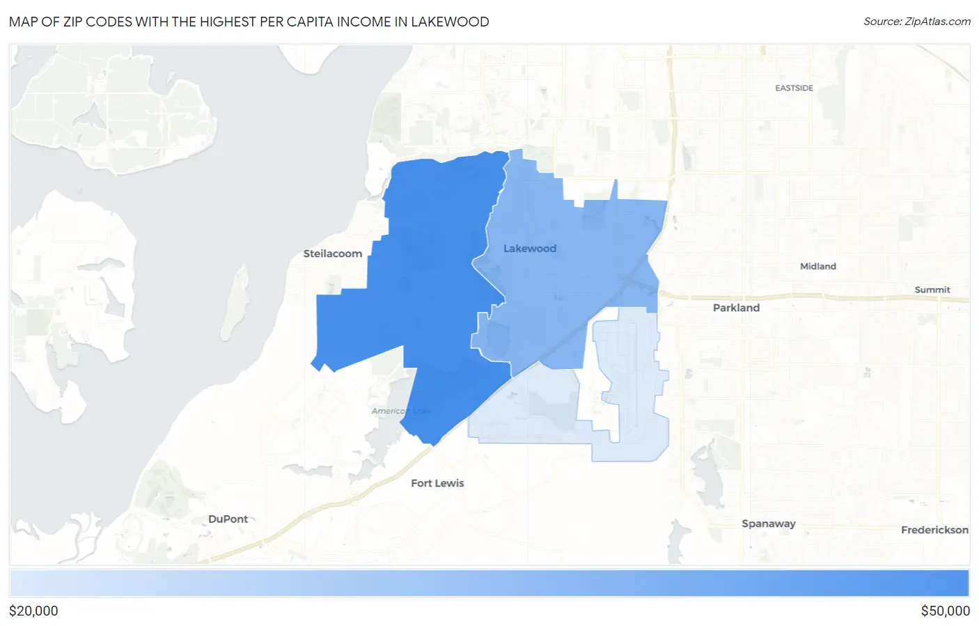 Zip Codes with the Highest Per Capita Income in Lakewood Map