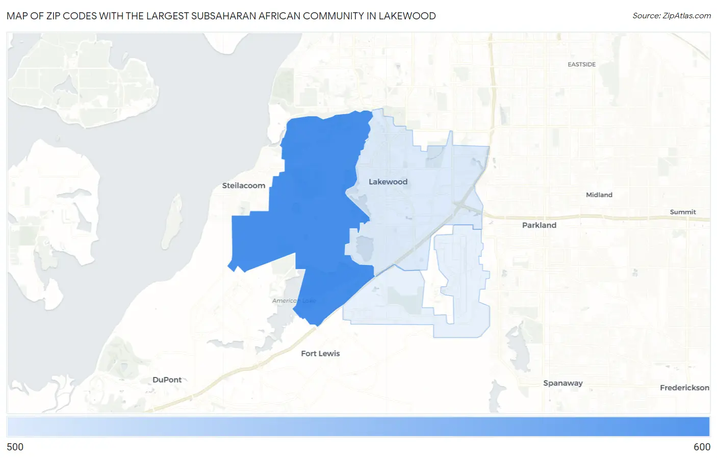 Zip Codes with the Largest Subsaharan African Community in Lakewood Map