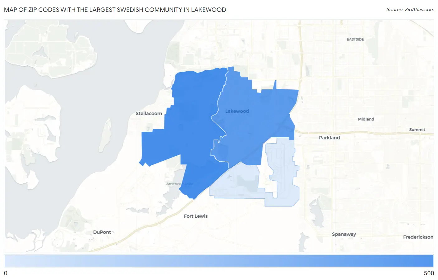 Zip Codes with the Largest Swedish Community in Lakewood Map