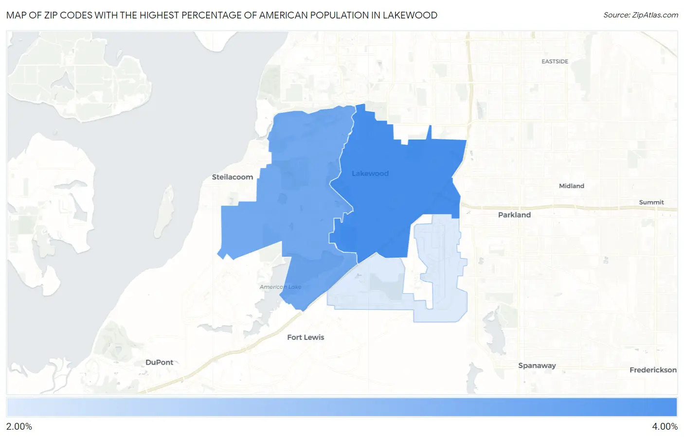 Zip Codes with the Highest Percentage of American Population in Lakewood Map