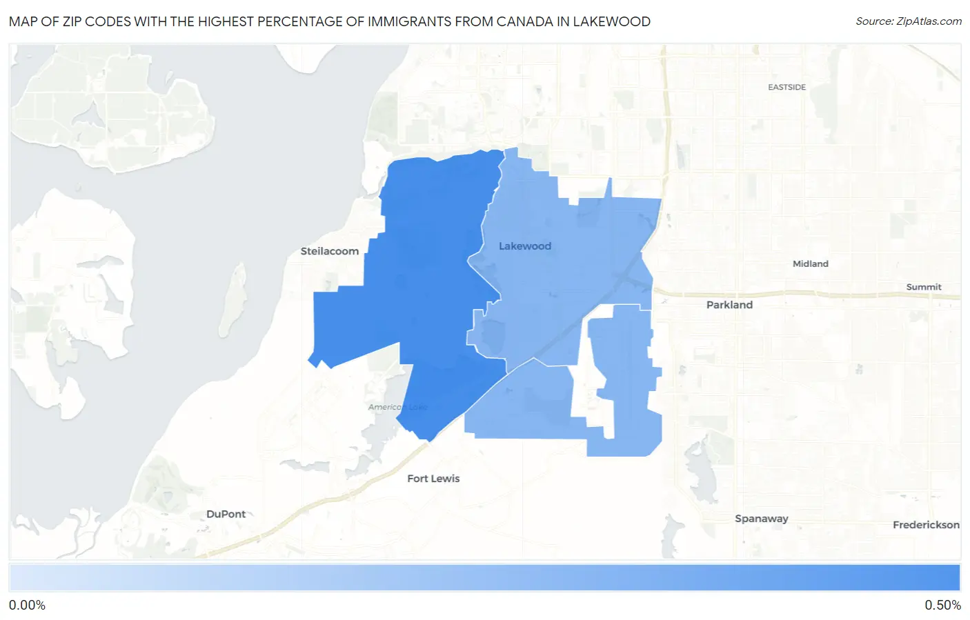 Zip Codes with the Highest Percentage of Immigrants from Canada in Lakewood Map