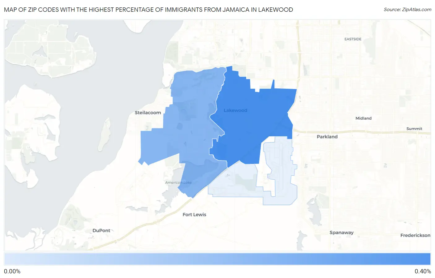 Zip Codes with the Highest Percentage of Immigrants from Jamaica in Lakewood Map
