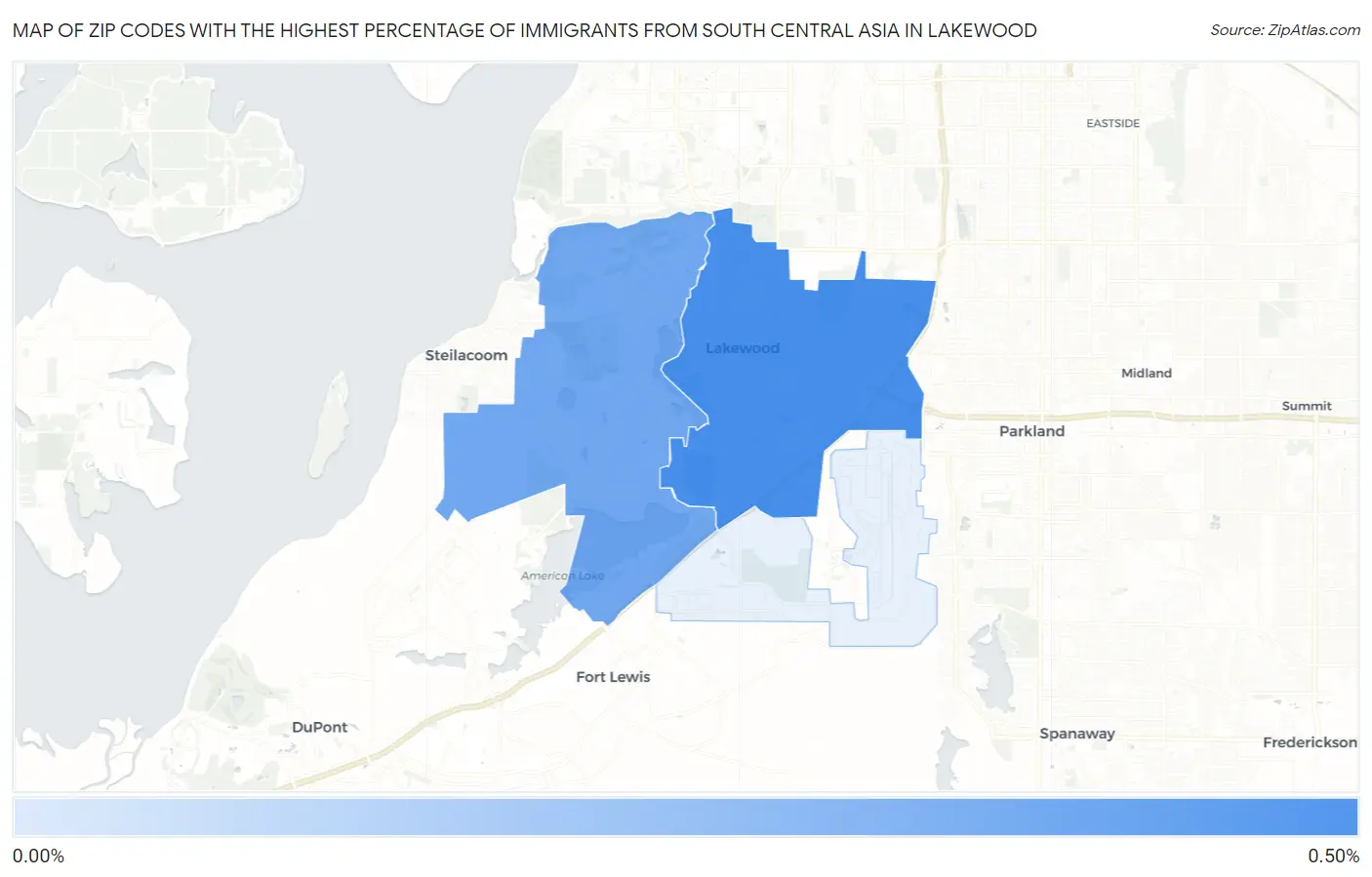 Zip Codes with the Highest Percentage of Immigrants from South Central Asia in Lakewood Map