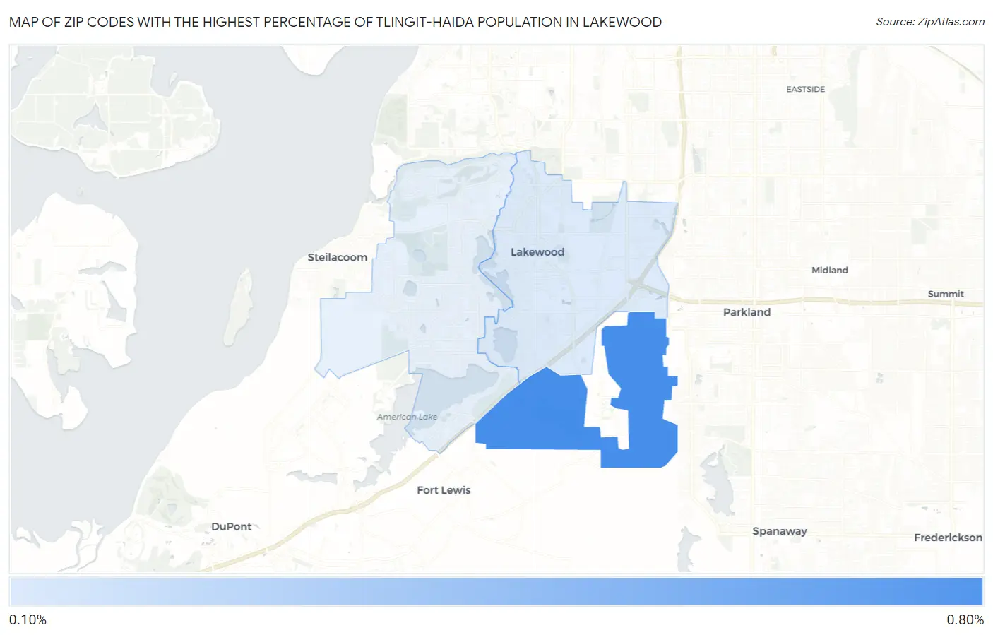 Zip Codes with the Highest Percentage of Tlingit-Haida Population in Lakewood Map