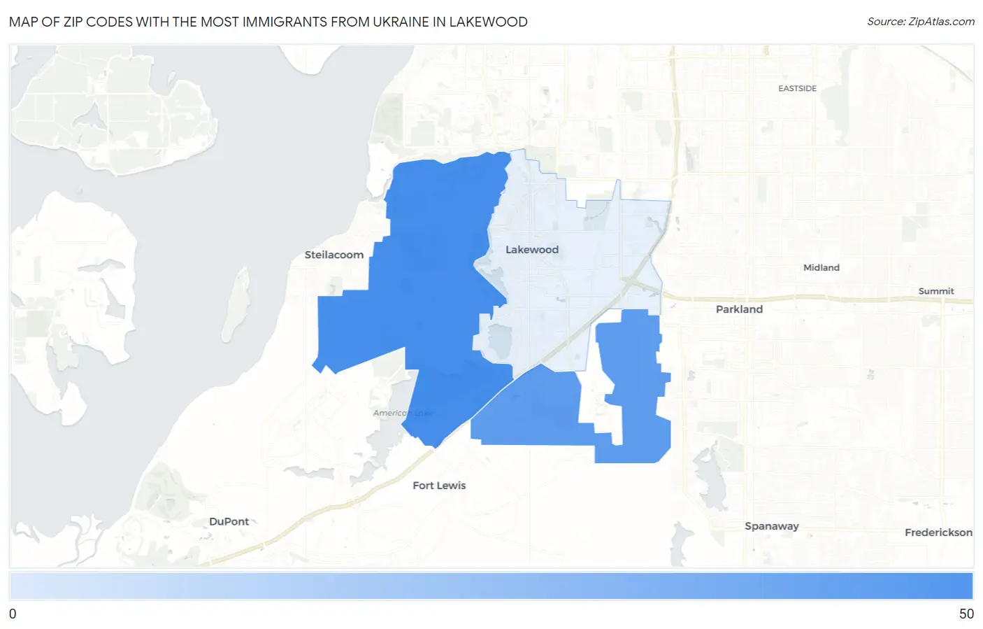 Zip Codes with the Most Immigrants from Ukraine in Lakewood Map
