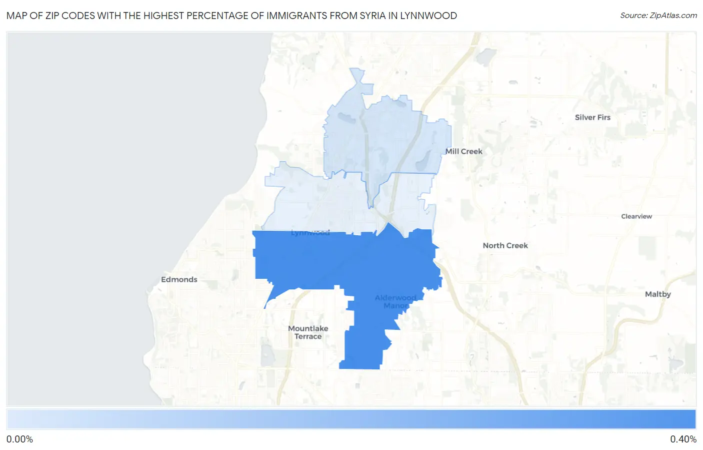 Zip Codes with the Highest Percentage of Immigrants from Syria in Lynnwood Map