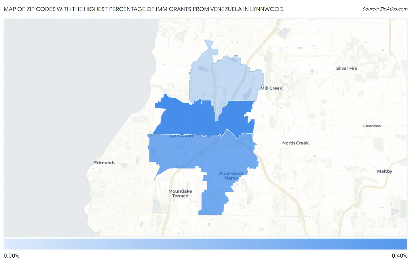 Zip Codes with the Highest Percentage of Immigrants from Venezuela in Lynnwood Map
