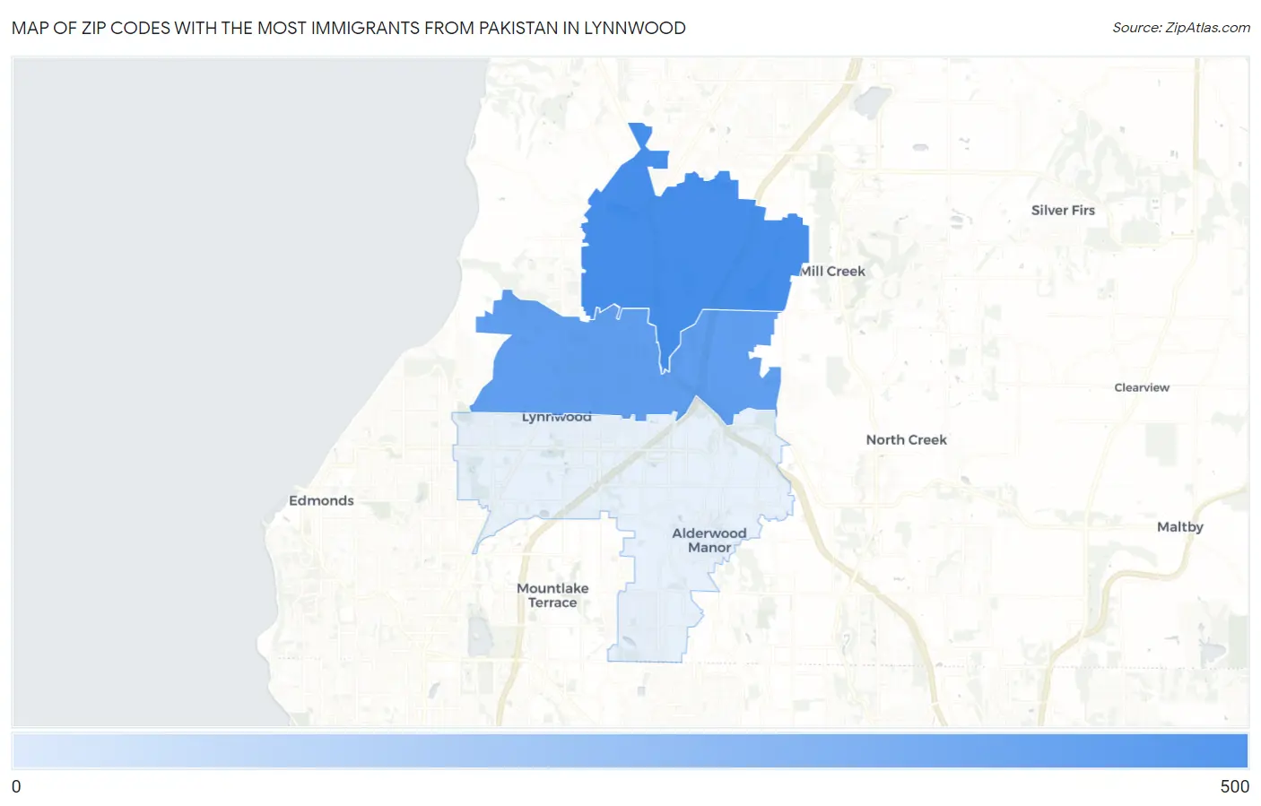 Zip Codes with the Most Immigrants from Pakistan in Lynnwood Map