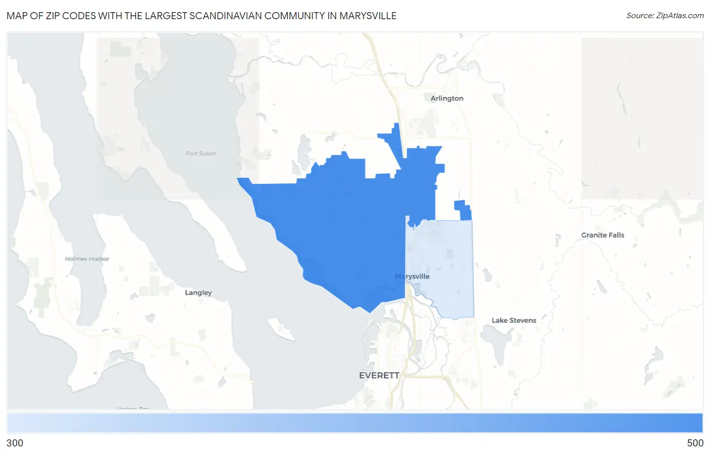 Zip Codes with the Largest Scandinavian Community in Marysville Map