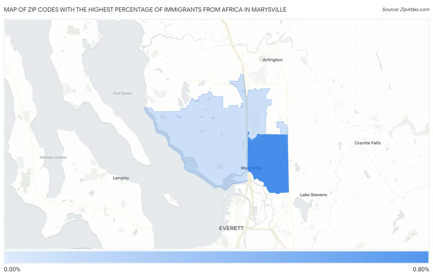 Zip Codes with the Highest Percentage of Immigrants from Africa in Marysville Map