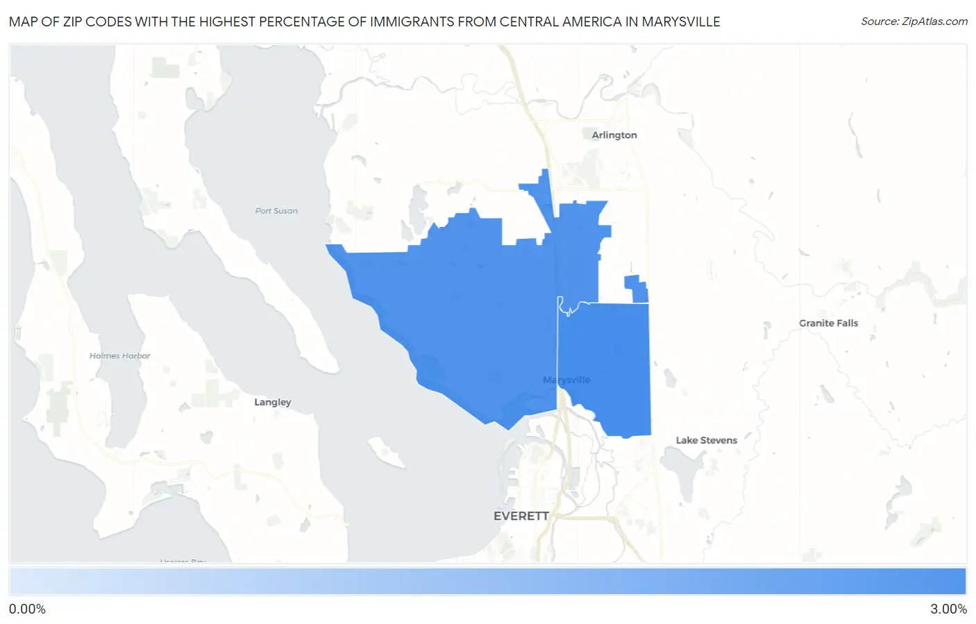 Zip Codes with the Highest Percentage of Immigrants from Central America in Marysville Map